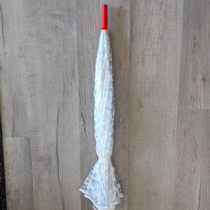 Coach Umbrella White Red and Transparent